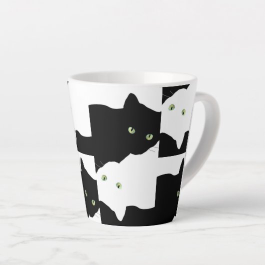 Zwart-witkat Latte Mok (Rechterhoek)