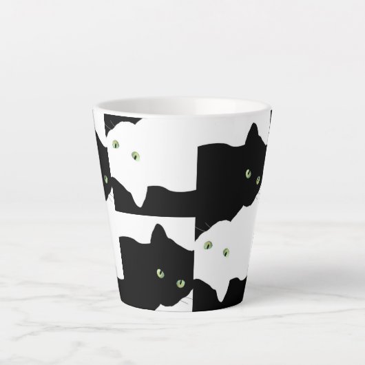 Zwart-witkat Latte Mok (Voorkant)
