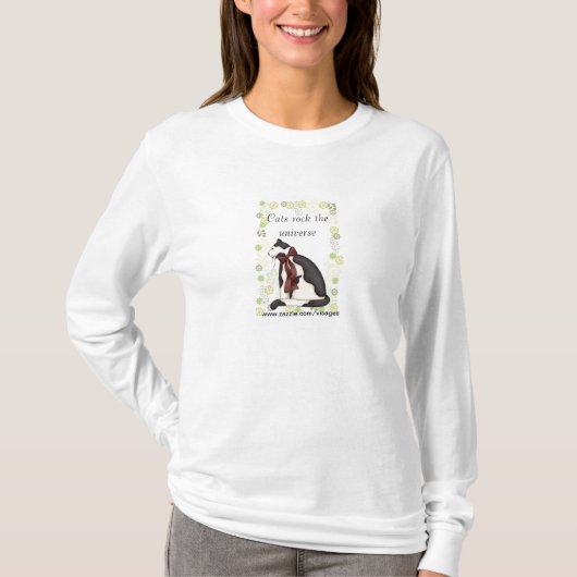 Zwart-witkat met hart t-shirt (Voorkant)