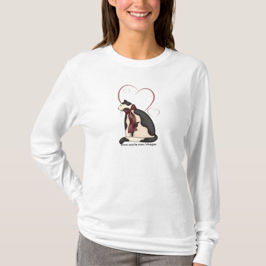 Zwart-witkat met hart t-shirt (Voorkant)