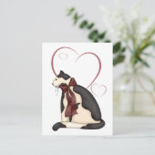 Zwart-witkat met harten Valentijn Feestdagenkaart (Staand voorkant)