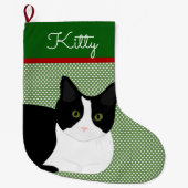 Zwart-witkat op maat grote kerstsok (Voorkant)