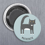 Zwart-witkat op maat magneet<br><div class="desc">Een kleine zwarte en witte tuxedo kattenvormig ontwerp op een eendeneiblauwe achtergrond,  perfect voor dieren- en dierenliefhebbers. Verander de naam om te personaliseren. Originele kunst van Nic Squirrell.</div>