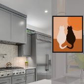 Zwart-witkat — Oranje Keukenwanddecor Poster