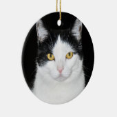 Zwart-witkat-portret Keramisch Ornament (Rechts)