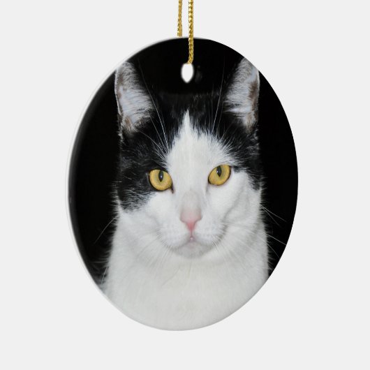 Zwart-witkat-portret Keramisch Ornament (Rechts)