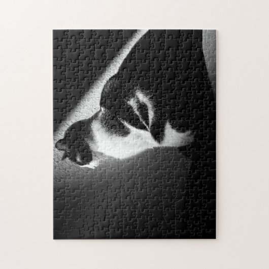 Zwart-witkat-portret Legpuzzel (Verticaal)