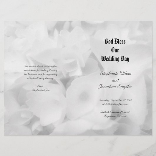 Zwart-witkatholieke Ceremony Wedding Programme (Voorkant)