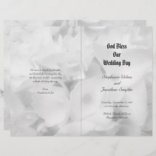 Zwart-witkatholieke Ceremony Wedding Programme (Voorkant / Achterkant)