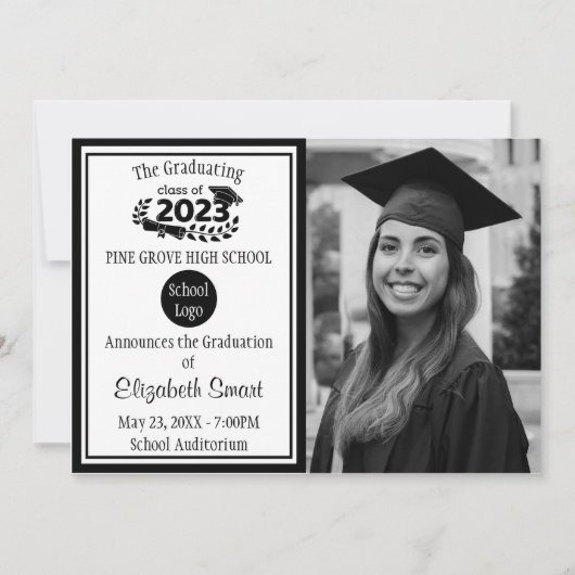 Zwart-witklasse van 2023 Afstuderen Kaart (Voorkant)