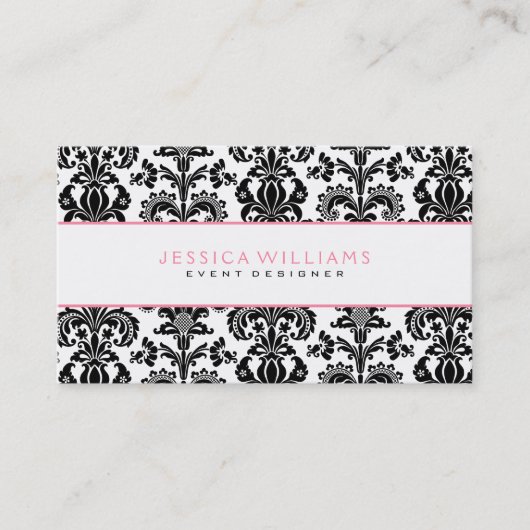 Zwart-witkleuren roze accessoires visitekaartje (Voorkant)
