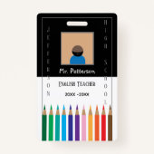 Zwart-witkleurenpennen Onderwijskaart ID-kaart Badge (Voorkant)