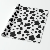 Zwart-witkoeienbont, dierlijke afdruk, vlekpatroon cadeaupapier (Uitgerold)