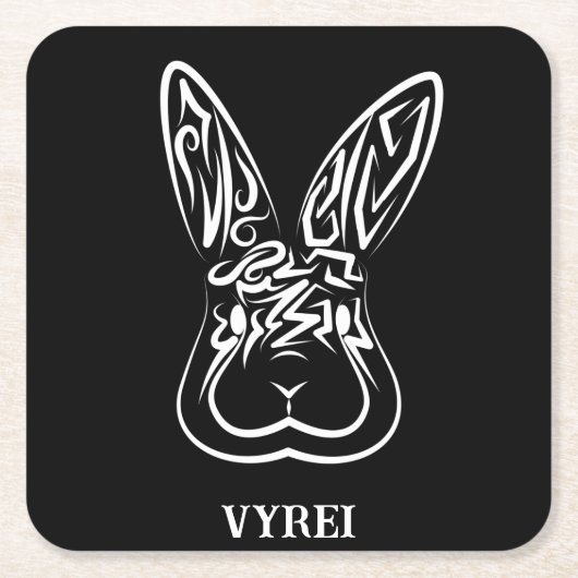 Zwart-witkonijn Kartonnen Onderzetters (Voorkant)