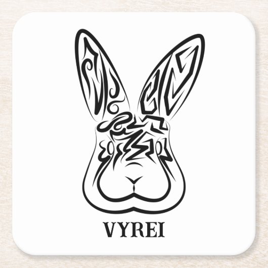 Zwart-witkonijn Kartonnen Onderzetters (Voorkant)