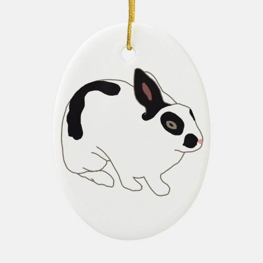 Zwart-witkonijn Keramisch Ornament (Voorkant)