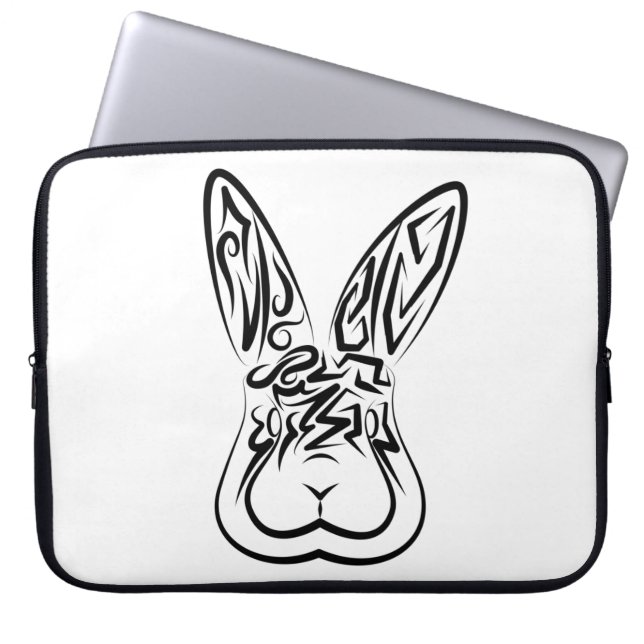 Zwart-witkonijn Laptop Sleeve (Voorkant)