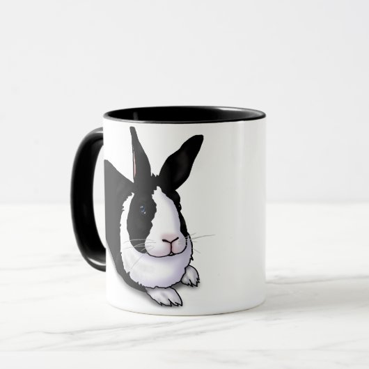 Zwart-witkonijn Mok (Voorkant links)