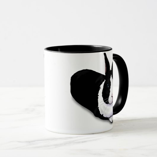 Zwart-witkonijn Mok (Voorkant rechts)