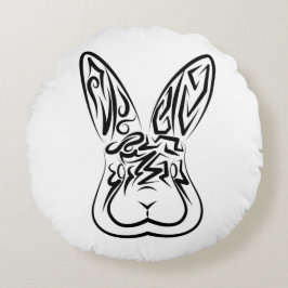 Zwart-witkonijn Rond Kussen