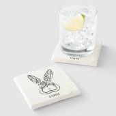 Zwart-witkonijn Stenen Onderzetter (Zijkant)