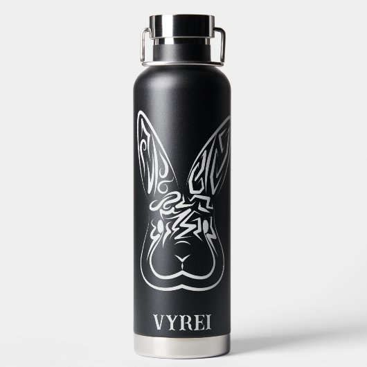 Zwart-witkonijn Waterfles (Achterkant)