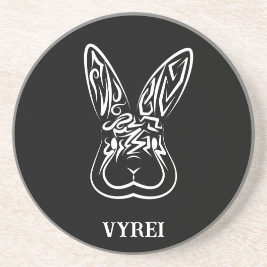 Zwart-witkonijn Zandsteen Onderzetter (Voorkant)