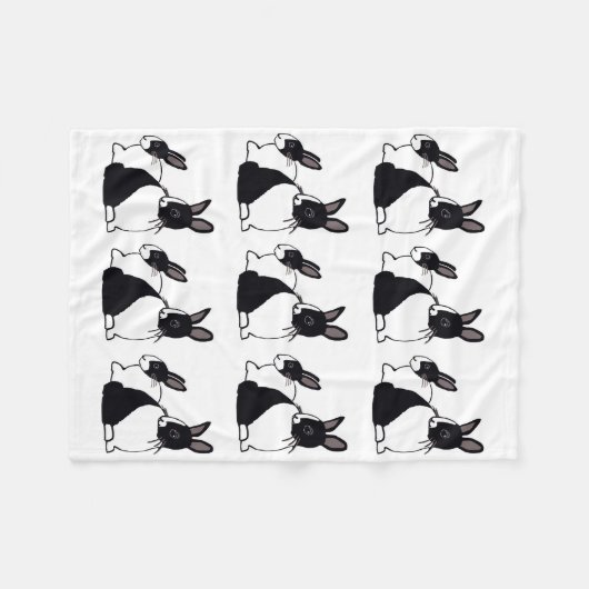 Zwart-witkonijnen en witkonijnen fleece deken (Voorkant (Horizontaal))