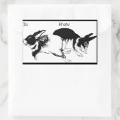 Zwart-witkonijnen spelen, Gift Label Sticker (Tas)