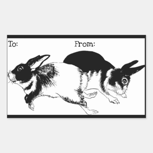 Zwart-witkonijnen spelen, Gift Label Sticker (Voorkant)