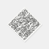 Zwart-witkonijnentekeningen Modern Bunny Design Servet (Hoek)