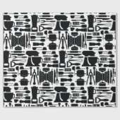 Zwart-witkookgadgets & gereedschap cadeaupapier (Vlak)