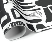 Zwart-witkookgadgets & gereedschap cadeaupapier (Rol Hoek)