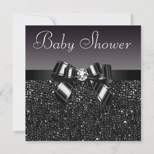 Zwart-witkorrels, zwoerd en diamant Baby shower Kaart (Voorkant)
