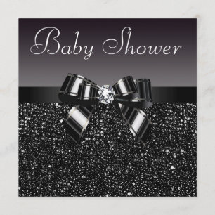 Zwart-witkorrels, zwoerd en diamant Baby shower Kaart