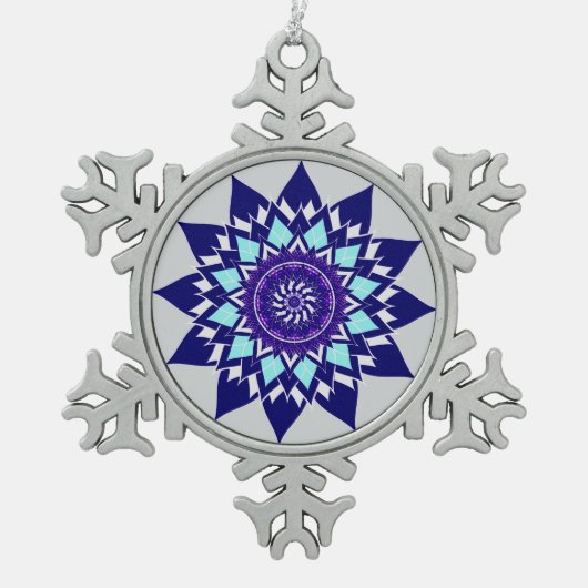 zwart-witkosmos tin sneeuwvlok ornament (Voorkant)