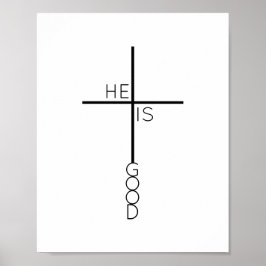 Zwart-witkruisminimalistisch Christelijk Poster