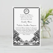 Zwart-witkunst Deco Gatsby Wedding Invites Kaart (Staand voorkant)