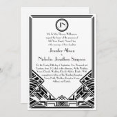 Zwart-witkunst Deco Gatsby Wedding Invites Kaart (Voorkant / Achterkant)