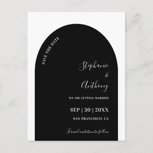Zwart-witlaarshuwelijk sparen de Datum Aankondigingskaart (Voorkant)