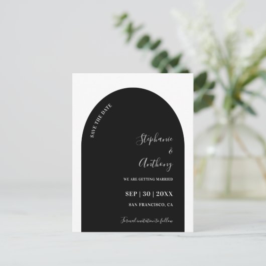 Zwart-witlaarshuwelijk sparen de Datum Aankondigingskaart (Staand voorkant)