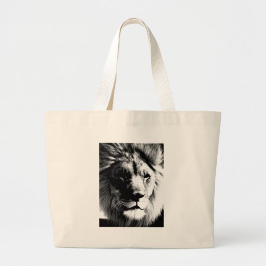Zwart-witleeuw Grote Tote Bag (Voorkant)