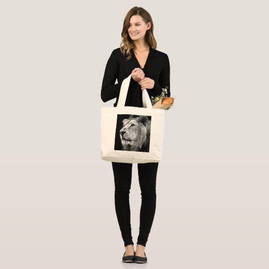 Zwart-witleeuw Grote Tote Bag (Voorkant (model))