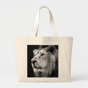 Zwart-witleeuw Grote Tote Bag