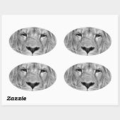 Zwart-witleeuw Ovale Sticker (Vel)