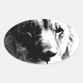 Zwart-witleeuw Ovale Sticker (Voorkant)