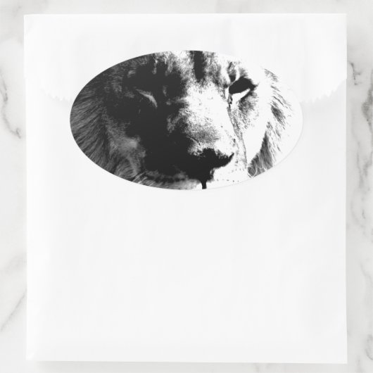 Zwart-witleeuw Ovale Sticker (Tas)