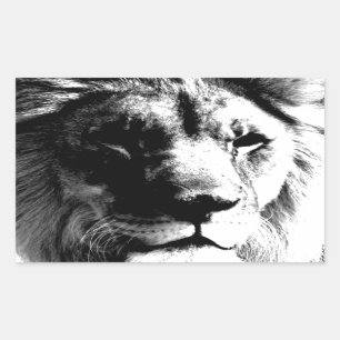 Zwart-witleeuw Rechthoekige Sticker
