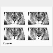 Zwart-witleeuw Rechthoekige Sticker (Vel)