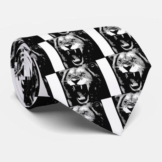Zwart-witleeuw Stropdas (Opgerold)